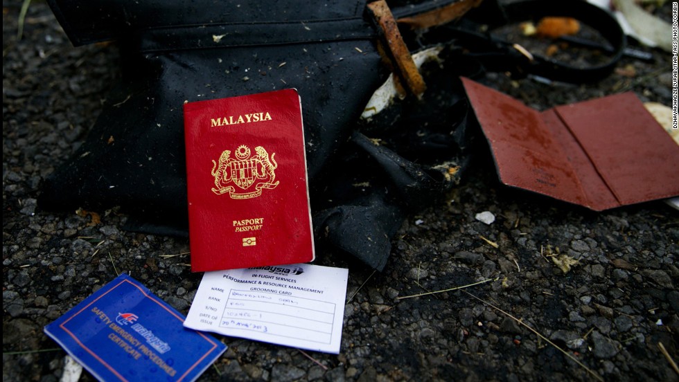 Passports were scattered across the large field.