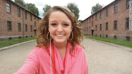Breanna Mitchell tweeted this picture with the caption: &quot;Selfie in the Auschwitz Concentration Camp.&quot;