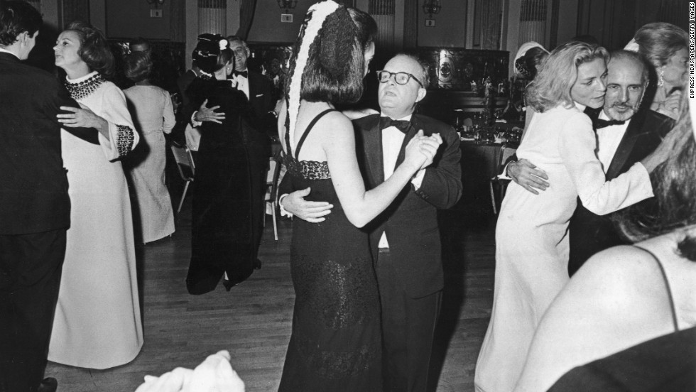 You don&#39;t hear much about &quot;society&quot; anymore, but it still mattered in the &#39;60s when Truman Capote (center) mixed socialites and celebrities with his &lt;strong&gt;1966 Black and White Ball&lt;/strong&gt;. Held in honor of the Washington Post&#39;s Katharine Graham -- pictured on the far left -- it was more of an excuse for a Capote party.  The 500 attendees included Frank Sinatra, CBS founder William Paley, &lt;a href=&quot;http://www.cnn.com/2014/08/12/showbiz/lauren-bacall-dead/index.html&quot;&gt;Lauren Bacall&lt;/a&gt; -- pictured on the far right dancing with choreographer Jerome Robbins -- three presidential daughters and&lt;a href=&quot;http://www.independent.co.uk/news/world/americas/the-inside-story-of-truman-capotes-masked-ball-475551.html&quot; target=&quot;_blank&quot;&gt; Capote&#39;s elevator man&lt;/a&gt;. It was both a throwback to the swell soirees of the past and a precursor to the media-mad, celebrity-studded bashes of today.