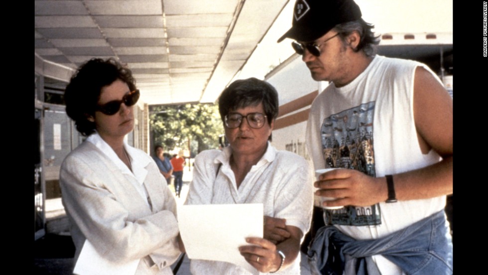 Prejean on the set with Susan Sarandon and Tim Robbins during the filming of &quot;Dead Man Walking.&quot;