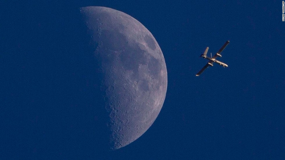 An Israeli drone circles over Gaza City on Sunday, August 3.