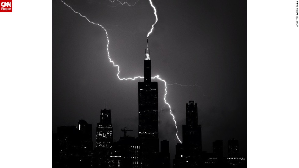 Shooting on a friend&#39;s balcony, &lt;a href=&quot;www.instagram.com/dsowaphoto&quot; target=&quot;_blank&quot;&gt;David Sowa&lt;/a&gt; used a 15-second exposure on his Nikon and an Instagram filter to capture this image of lightning striking the Willis Tower in Chicago in July. 