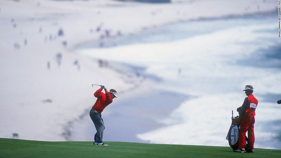 This postcard picture on the eighth hole of the Pebble Beach course in Monterey, California, captured 1992 U.S. Open winner Tom Kite during the tournament&#39;s final round.&lt;br /&gt;&lt;br /&gt;Cannon is a scratch golfer himself so has more than a fair idea of what is going on in the minds of his subjects.&lt;br /&gt;&lt;br /&gt;&quot;The eighth hole (at Pebble Beach) runs above and beside the stunning beach,&quot; he said. &quot;Kite hit his tee shot into the perfect spot for me to capture this unique image. &lt;br /&gt;&lt;br /&gt;&quot;Nowadays, the modern professionals very rarely leave their tee shots in this position as they hit the ball much further, so it is probably a picture that will be really tough to get again.&quot;