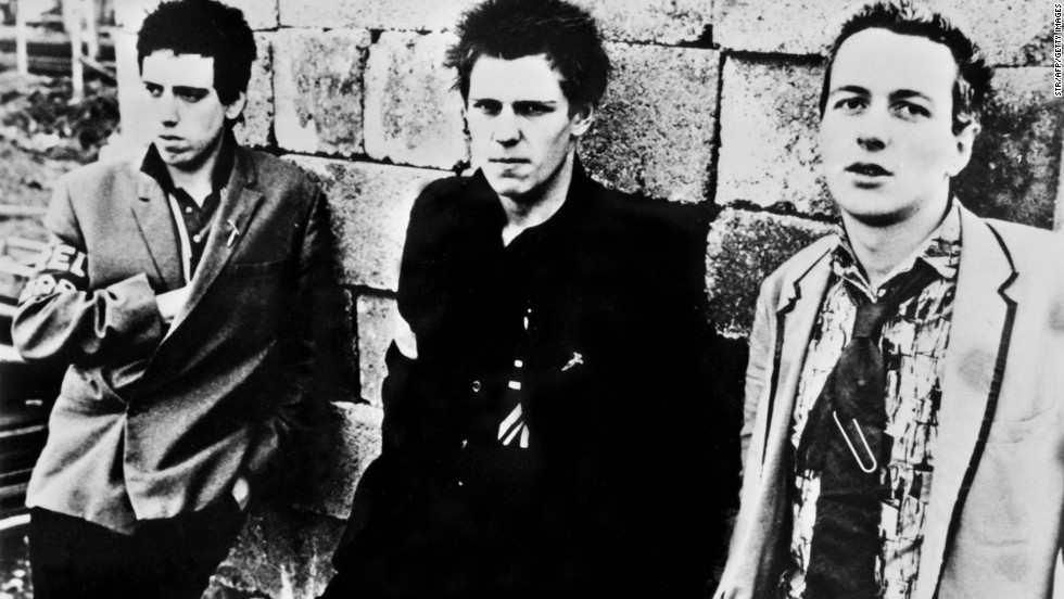 &quot;London Calling&quot; - The Clash, Joe Strummer, right, with band members Mick Jones, left, and Paul Simonon pictured here in 1978, played a major role in the history of punk music: 