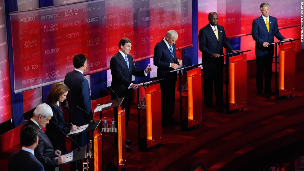 Perry labels Social Security a &quot;Ponzi scheme&quot; at a GOP primary debate on September 7, 2011, in Simi Valley, California.  &quot;Anybody that&#39;s for the status quo with Social Security today is involved with a monstrous lie to our kids, and it&#39;s not right,&quot; he said.