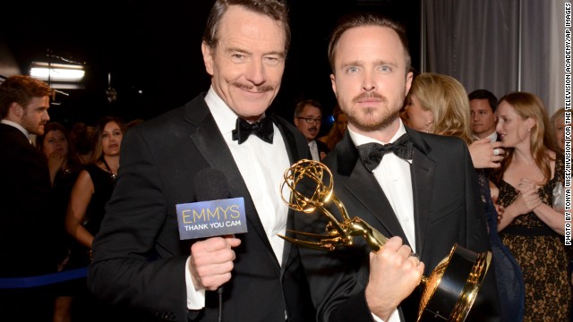 Bryan Cranston Aaron Paul won the award for outstanding supporting actor for "Breaking Bad" at the 66th Primetime Emmy Awards.