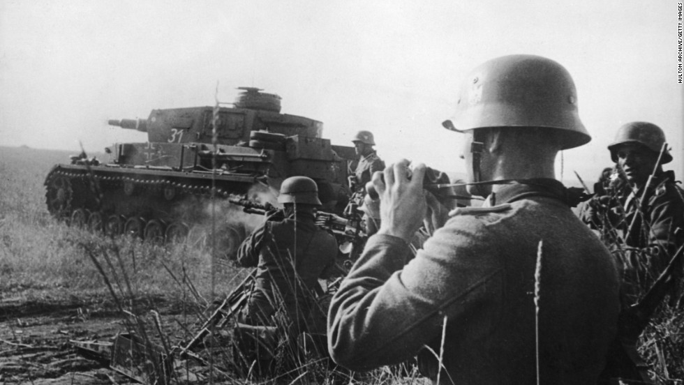 German tanks and infantry attack Soviet positions on the Eastern Front. On June 22, 1941, Germany broke its Non-Aggression Pact with the Soviet Union, launching the bloodiest theater of the war. Though the estimates vary greatly, Russia suffered the most war casualties of any nation in World War II -- as many as 13.8 million military deaths. Estimates of civilian deaths from military action, crimes against humanity, starvation and disease are as high as 9 million.