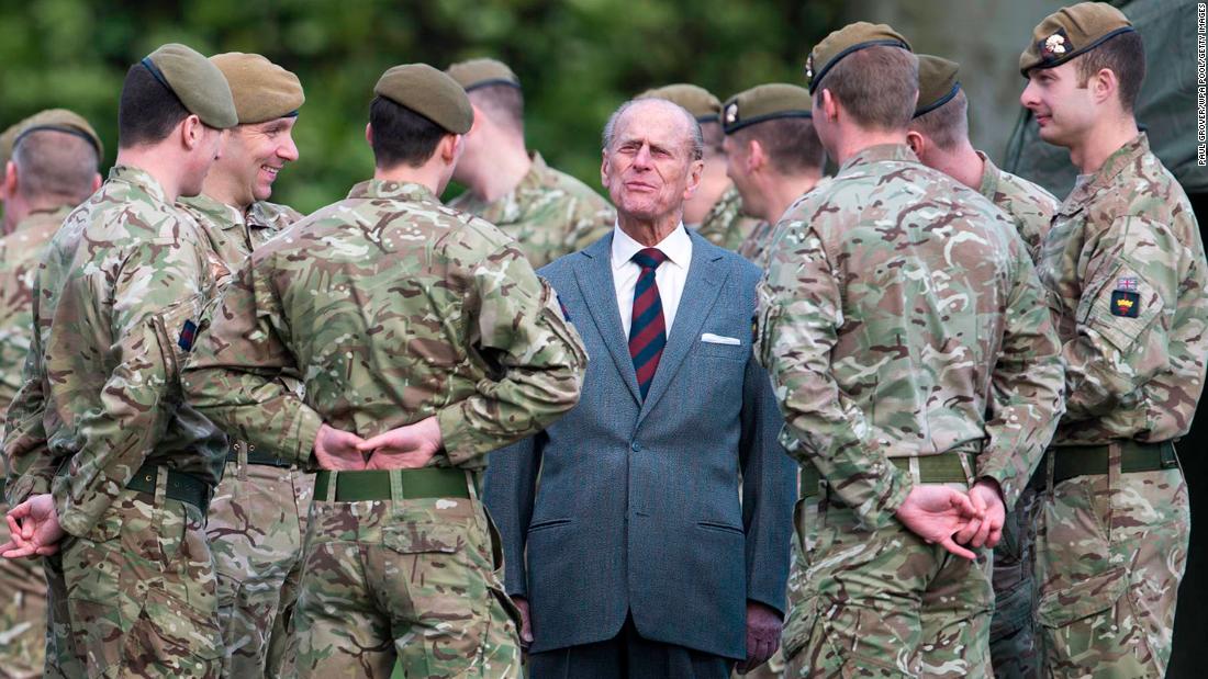 Prince Philip visits the 1st Battalion of the Grenadier Guards in February 2014.