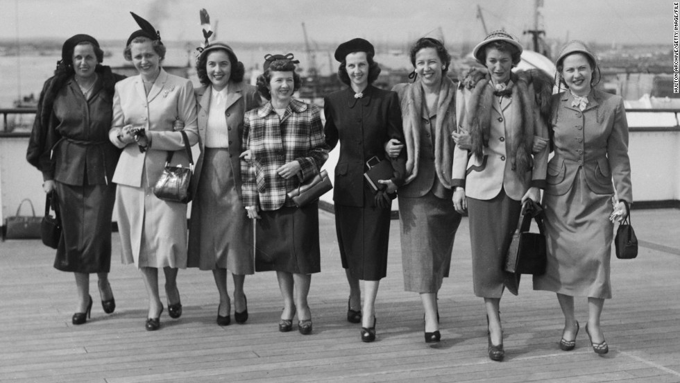 The wives of the 1949 American Ryder Cup team have their pictures taken aboard the &quot;SS Queen Elizabeth&quot; before making the journey to Scarborough in England. The USA won the match 7-5.