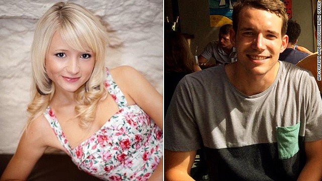 A image of British students Hannah Witheridge and David Miller found dead on a Thai beach on September 15, 2014. 