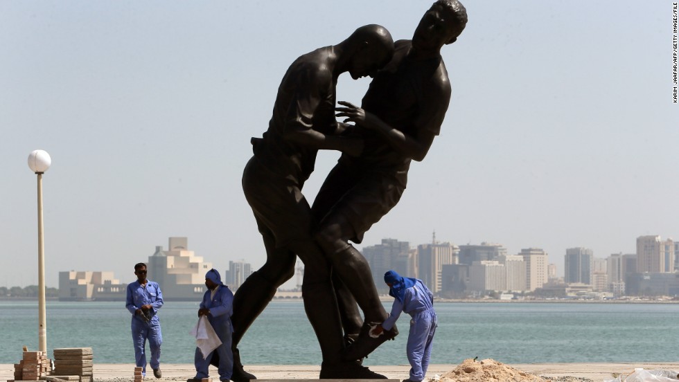 &lt;strong&gt;July 2006:&lt;/strong&gt; Zinedine Zidane&#39;s headbutt on Marco Materazzi in the 2006 World Cup final was immortalized in this bronze statue titled &quot;Coup de Tete&quot; by French Algerian-born artist Adel Abdessemed. Even though Zidane retired after the match, he was handed a three-match ban and fined 7,500 Swiss francs ($7,990). 