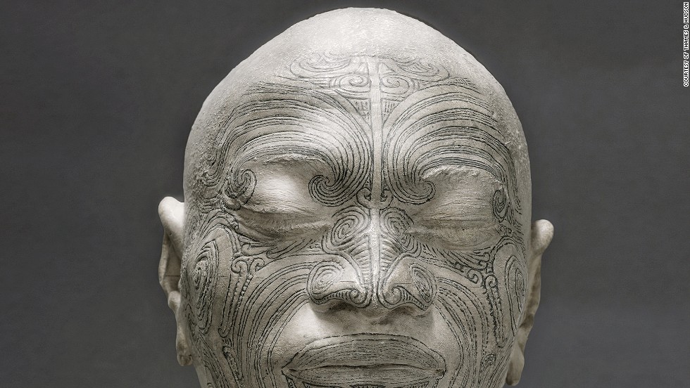 A bust made around 1840 displays Maori tattoos. It was made by Pierre Marie Dumoutier, perhaps the first scientific participant in a colonial expedition to study physical anthropology.