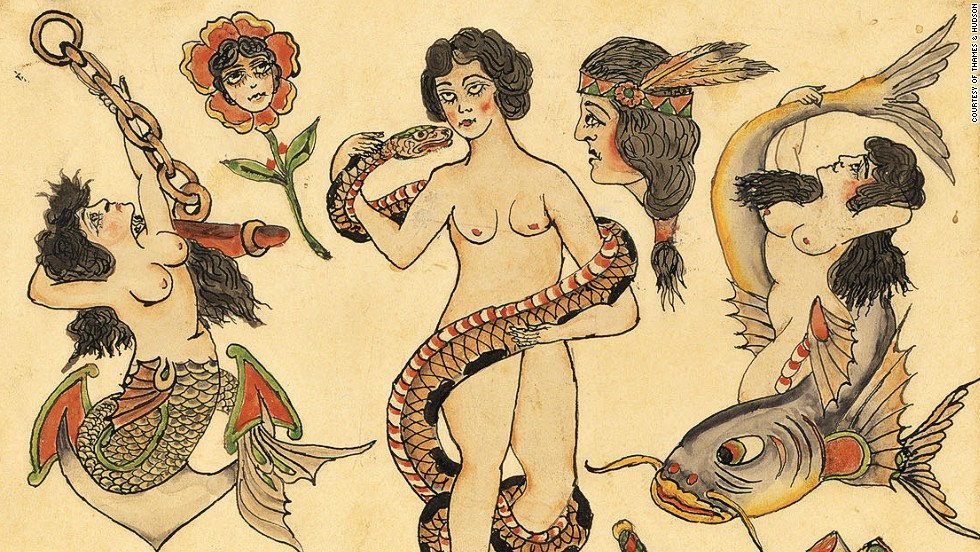 A 1920s American tattoo &quot;flash&quot; or page of design ideas. 