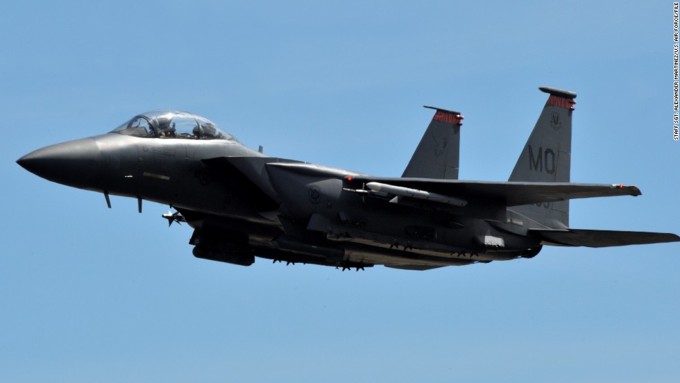 A F-15E Strike Eagle from the 391st Fighter Squadron takes off in July during a mission at Joint Base Pearl Harbor-Hickam in Hawaii. The F-15E Strike Eagle can carry more than 23,000 pounds of payload for air-to-ground and air-to-air combat. The plane has been in the Air Force inventory for three decades and is expected to be operational until at least 2035.