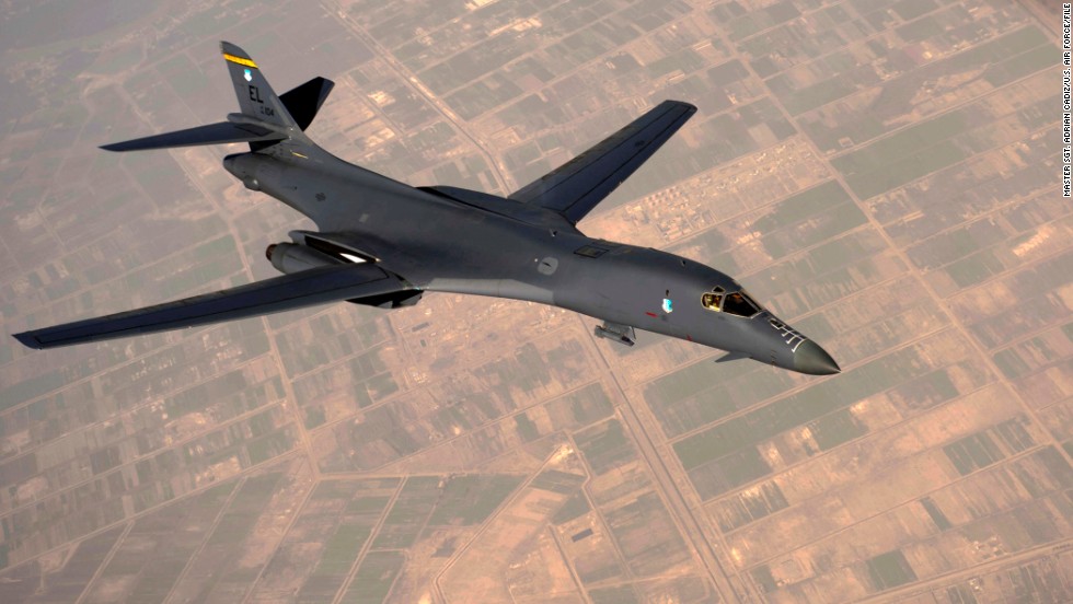 The Air Force&#39;s B-1B Lancer bomber was introduced in the 1980s to carry out nuclear missions. The plane was adapted for conventional weapons missions in the 1990s and has flown in combat over Iraq, Kosovo and Afghanistan. Here a B-1B flies above Iraq in support of Operation New Dawn in February 2011.