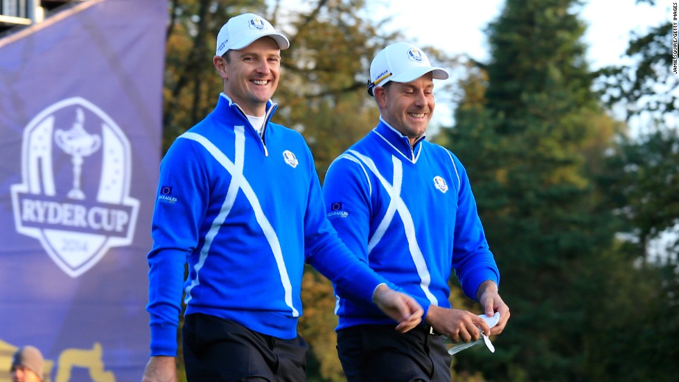Watson and Simpson were no match for European pairing of England&#39;s Justin Rose (left) and Swede Henrik Stenson. The experienced duo won the match comfortably 5&amp;amp;4 to give Europe the first point of the match. The pair ended up taking maximum points on Friday with a 2&amp;amp;1 win over Hunter Mahan and Zach Johnson in the afternoon foursomes. 