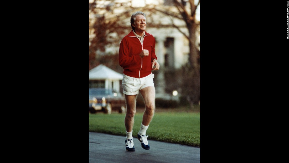 Jimmy Carter, the 39th president, has been known to enjoy jogging. He collapsed while &lt;a href=&quot;http://www.si.com/vault/1979/09/24/823995/jimmy-carter-runs-into-the-wall-it-happens--sudden-utter-exhaustion--to-a-lot-of-inexperienced-road-runners-who-try-too-hard-too-soon-but-when-the-tottering-competitor-happens-to-be-the-president-of-the-united-states-it-can-be-a&quot;&gt;running a 10-kilometer race&lt;/a&gt; in Maryland in 1979.