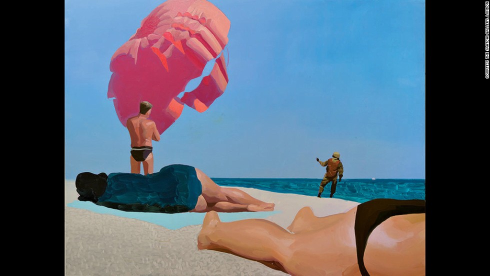 Did Ukrainian artists predict the the crisis before it happened? This painting by Maxim Mamsikov, which was made in 2012 and is entitled &quot;Beach,&quot; shows a military paratrooper landing on the seashore as sunbathers look on in bewilderment.
