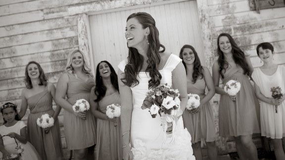 Brittany Maynard shares a moment with her bridesmaids.