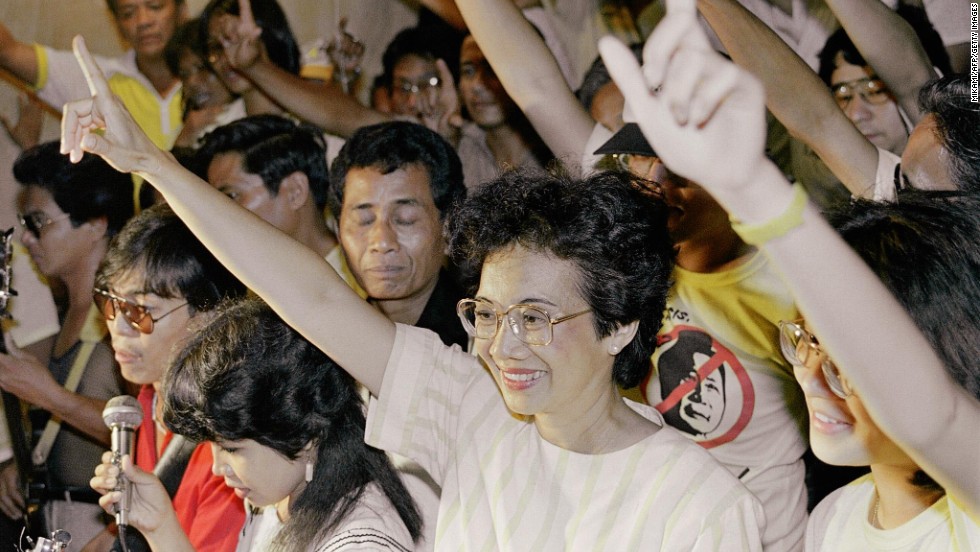 Corazon Aquino was the first woman to lead the Philippines, serving as President from 1986-1992. A former housewife, she was propelled to the head of a &quot;People Power&quot; movement that pushed out longtime strongman Ferdinand Marcos after her husband&#39;s assassination.