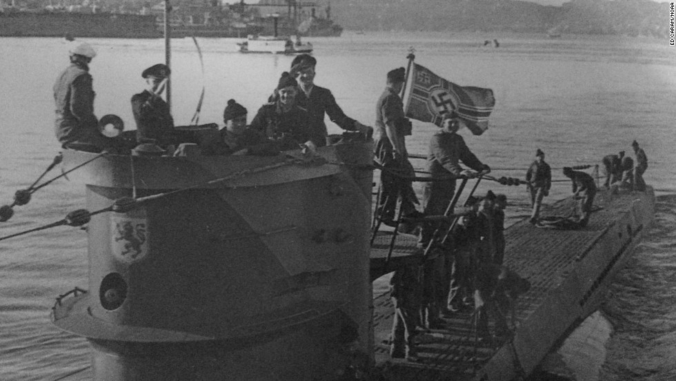 Crew members are seen on a German U-boat, the U-576, in this undated photo released by the National Oceanic &amp;amp; Atmospheric Administration. The submarine was sunk during World War II more than 72 years ago, and its remains were recently found off the coast of North Carolina, NOAA announced Tuesday, October 21.