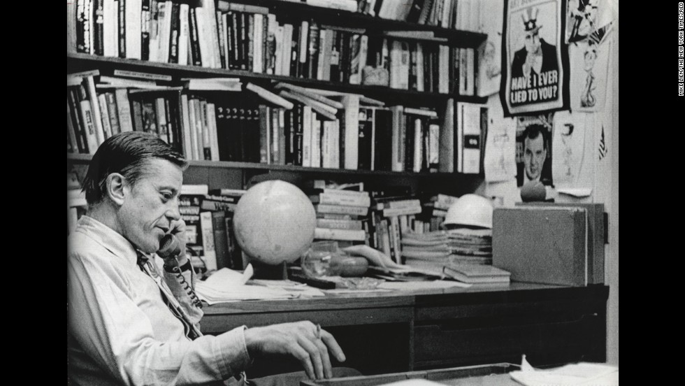 Executive Editor Bradlee in his office, June 18, 1971, after he received a call from the Justice Department asking for a voluntary halt in the Pentagon Papers series.