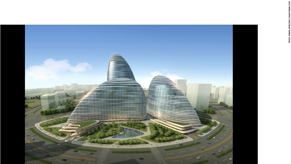 The Wangjing SOHO project in Beijing was designed by Pritzker Prize laureate Zaha Hadid who took inspiration from Chinese fans. Critics however see the curvaceous towers as a bunch of pebbles thrown together.