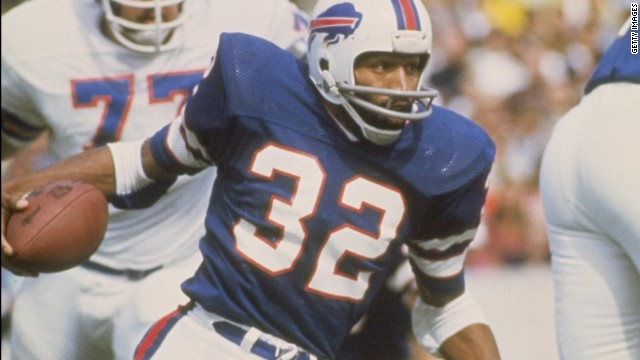OJ Simpson of the Buffalo Bills during a game against the Denver Broncos at Rich Stadium in New York.