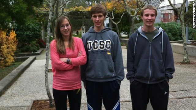 Kyle Nolan, right, pictured with his triplet sister Marion and triplet brother, Kevin. 