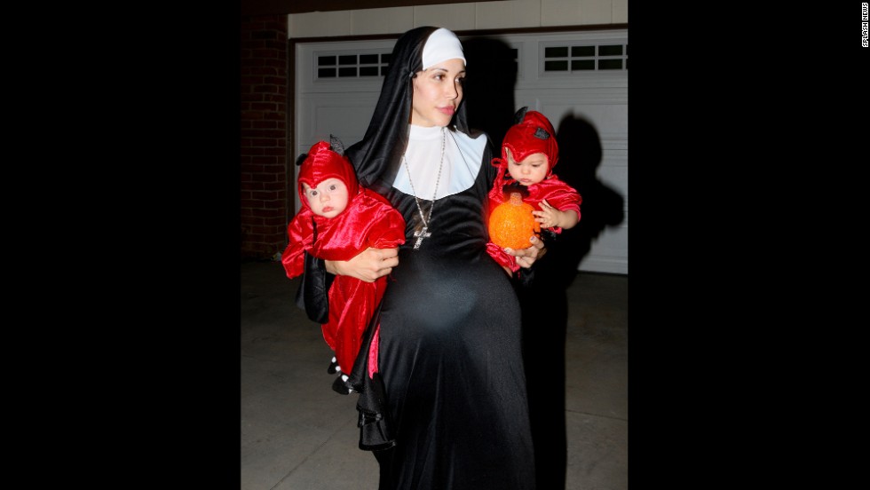 "Octomom" Nadya Suleman dressed as a pregnant nun and sty...