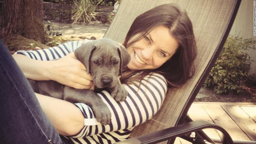 Brittany Maynard with her dog Charley in San Francisco. Maynard, a 29-year-old with terminal brain cancer, has died, advocacy group Compassion and Choices said in a Facebook post on Sunday. Click through to see more photos of Maynard&#39;s life.
