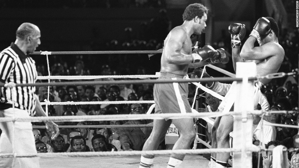 A crowd of 60,000 packed into the 20th of May Stadium to see Ali, renowned for &quot;dancing&quot; across the ring, change his tactics for the fight, a move which ultimately undid the powerful Foreman. &quot;The idea it was some premeditated plan is nonsense,&quot; renowned British sportswriter Hugh McIlvanney opined. &quot;It was more of a triumph that such a brilliant improvisation had come to him in a crisis.&quot; The tactic spawned the expression &quot;rope-a-dope&quot; as Ali lay on the boxing ring&#39;s ropes, thereby diminishing the power of Foreman&#39;s punching.
