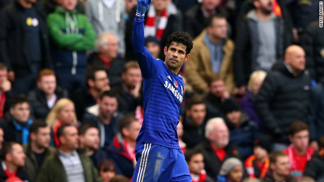 Diego Costa scored his tenth goal in the Premier League this season for Chelsea.