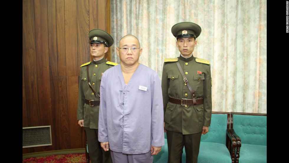American Kenneth Bae is seen just before his release in Pyongyang, North Korea, on Saturday, November 8. Bae&#39;s sister, Terri Chung, told CNN that her family shed happy tears and spread the good news among relatives and friends. Relatives describe Bae as a devout Christian who arranged tours of North Korea.