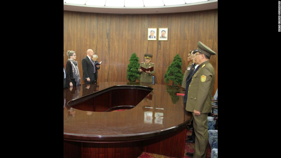 James Clapper meets with North Korean officials on November 8, prior to the release of two Americans. Clapper delivered a letter from President Barack Obama, addressed to North Korean leader Kim Jong Un.