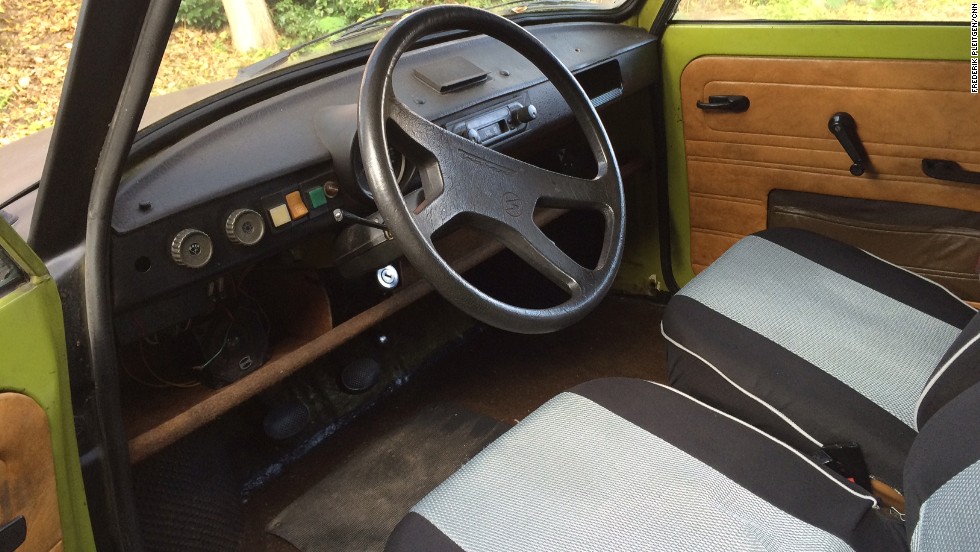 Pictured is the Trabant interior. &quot;Slipping behind the wheel of a Trabant is sort of like squeezing into a sleeping bag -- especially when you&#39;re 6 feet 5 inches tall, like me,&quot; says Pleitgen.