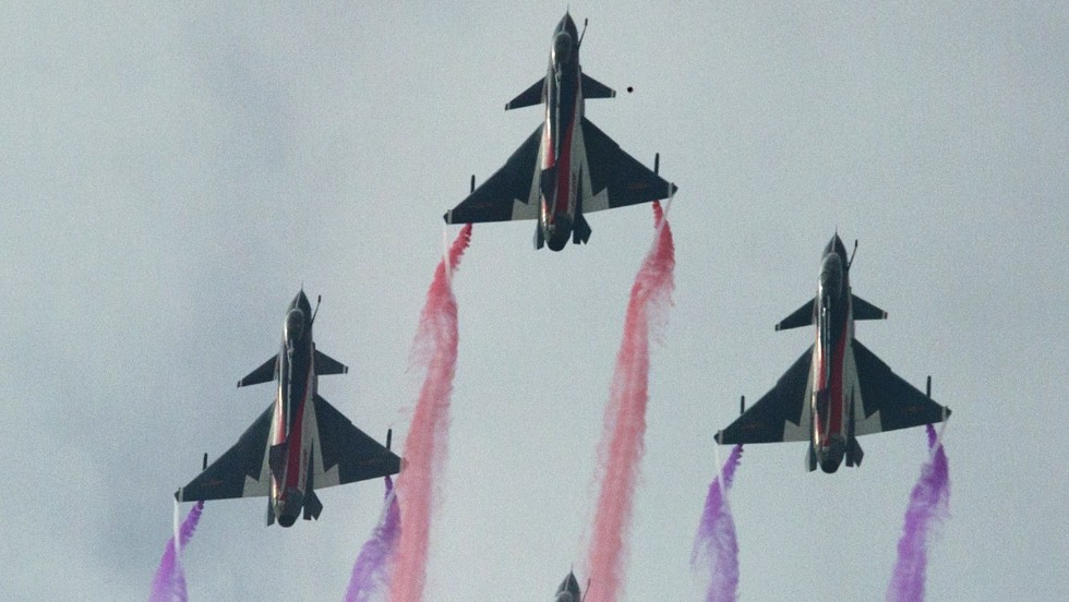 J-10 fighter jets perform at the Airshow China 2014 in Zhuhai, south China&#39;s Guangdong province on Tuesday, November 11.