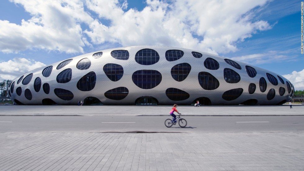 Here, the distinctive &quot;spotty&quot; Borisov Arena in Belarus is home to the country&#39;s football team. The space-age arena opened earlier this year and cost $37 million.