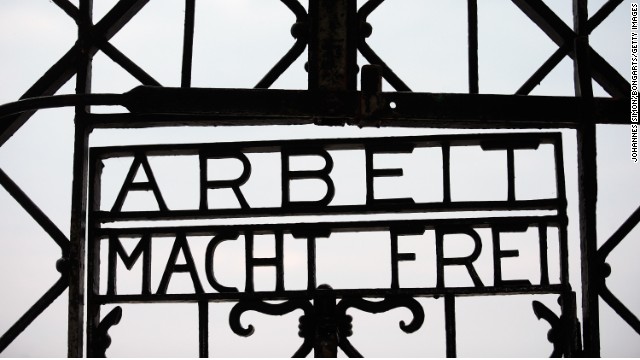 The entrance to the former concentration camp Dachau (reading &#39;Arbeit macht frei&#39; / &#39;Work Liberates&#39;)  pictured on September 11, 2014 in Dachau, Germany.