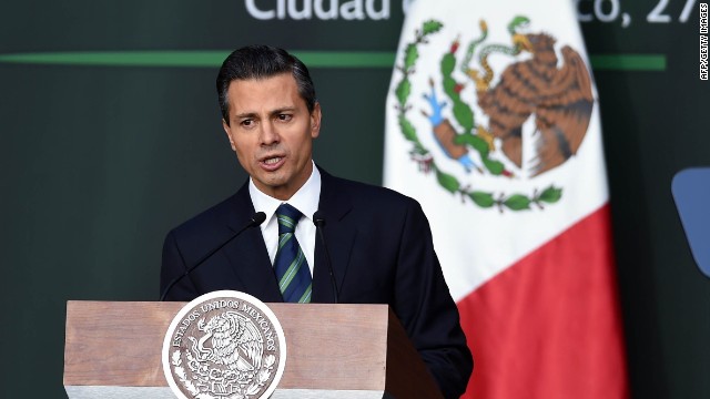 Mexican President Enrique Pena Nieto talks during his message about the new program against corruption and new order in the Police, at the Palacio Nacional in Mexico City, on November 27, 2014. AFP PHOTO/Alfredo ESTRELLAALFREDO ESTRELLA/AFP/Getty Images
