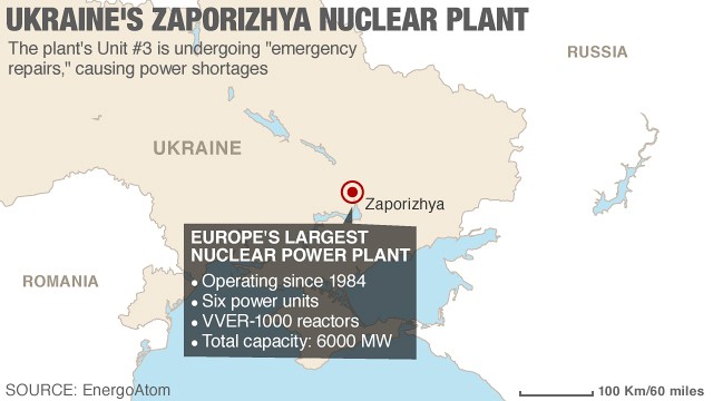 The country&#39;s energy minister said Wednesday that no one is in danger of radiation from the plant in southeastern Ukraine.
