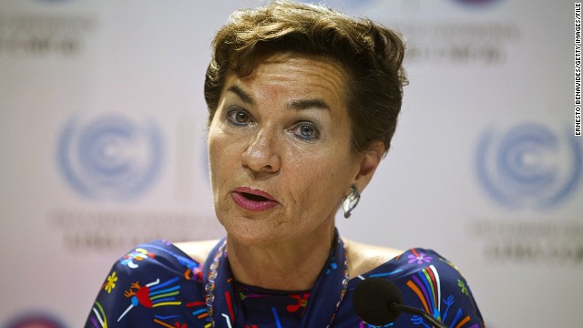 UNFCCC Executive Secretary, Christina Figueres, speaks during a press conference at the COP20 in Lima, Peru.