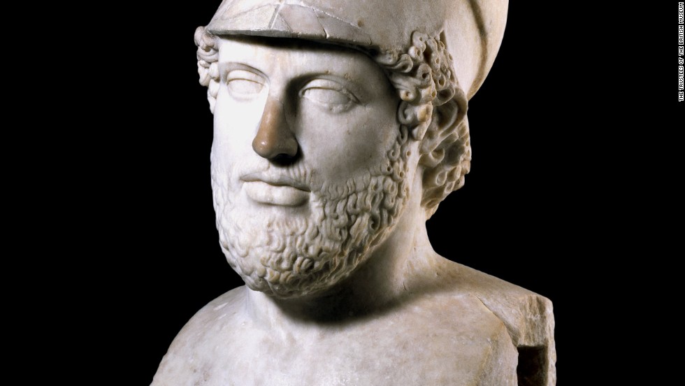 Marble portrait bust of renowned leader of Athens, Pericles. This is a Roman copy of an original portrait which was perhaps created in Pericles&#39; own day, or shortly after his death. 