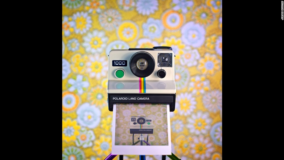The Polaroid Land Camera 1000 seen here, was produced in the late 1970&#39;s. Photographer Jürgen Novotny created a series of camera &#39;selfies&#39; set against backdrops which he felt bring out their best qualities.