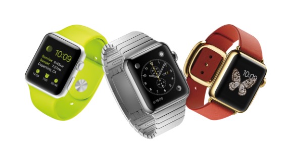 The Apple Watch, which will be available in April, can receive phone calls and send messages like an iPhone. It can also track fitness data and even pull up emails and some apps, including CNN.