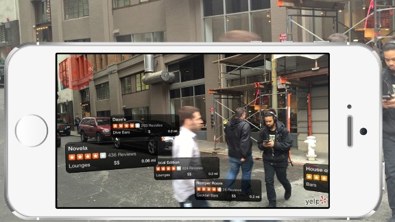 Yelp Monocle overlays the real-world view through your mobile device