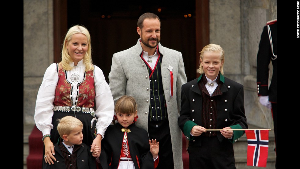 Crown Prince Haakon of Norway is shown here with his wife, Princess Mette-Marit; son, Prince Sverre Magnus; daughter, Princess Ingrid Alexandra; and stepson, Marius Borg Hoiby. 