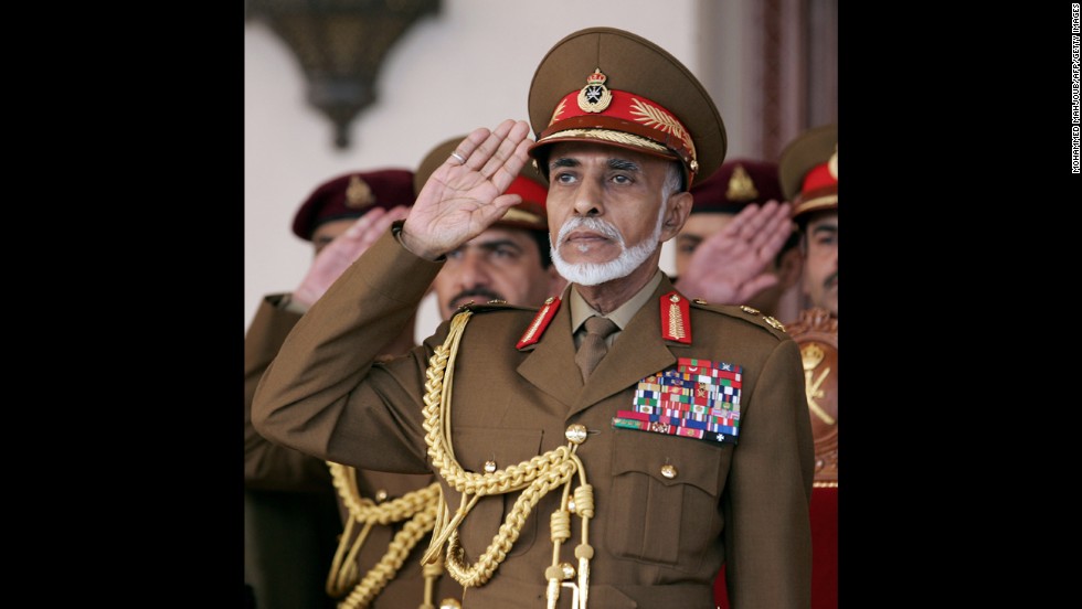 Sultan Qaboos bin Said of Oman salutes during a military parade in 2013. 