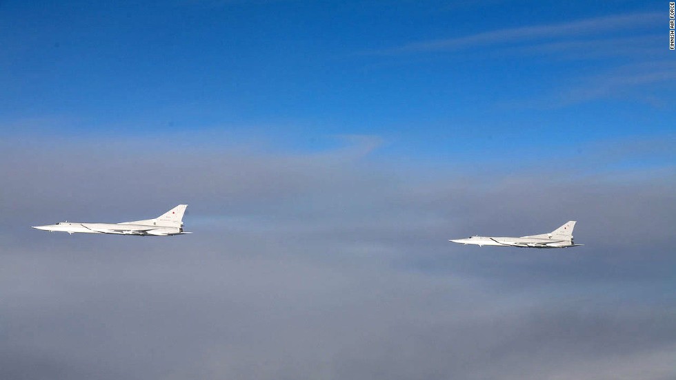 Two Tupolev Tu-22M aircraft intercepted by Finnish fighter planes.