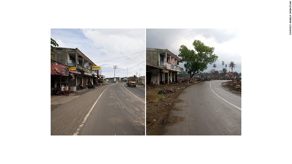 Lamteh was all but flattened by the tsunami -- it was previously one of the prime workshop areas in Banda Aceh and only two buildings survived. The road has since been widened, while many shops have re-opened along it.